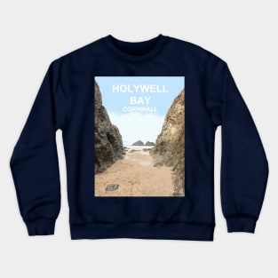 Holywell Bay Cornwall. Cornish gift. Travel poster Crewneck Sweatshirt